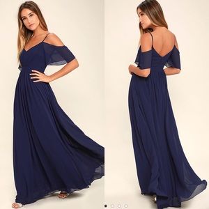 NWT Lulu’s Ways of Desire Navy Blue Maxi Dress